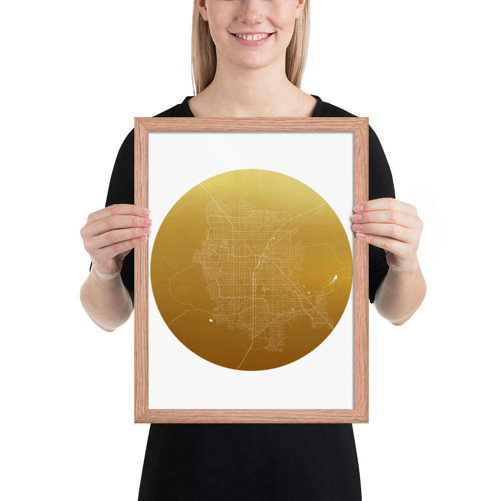 Las Vegas Gold on White Framed Map