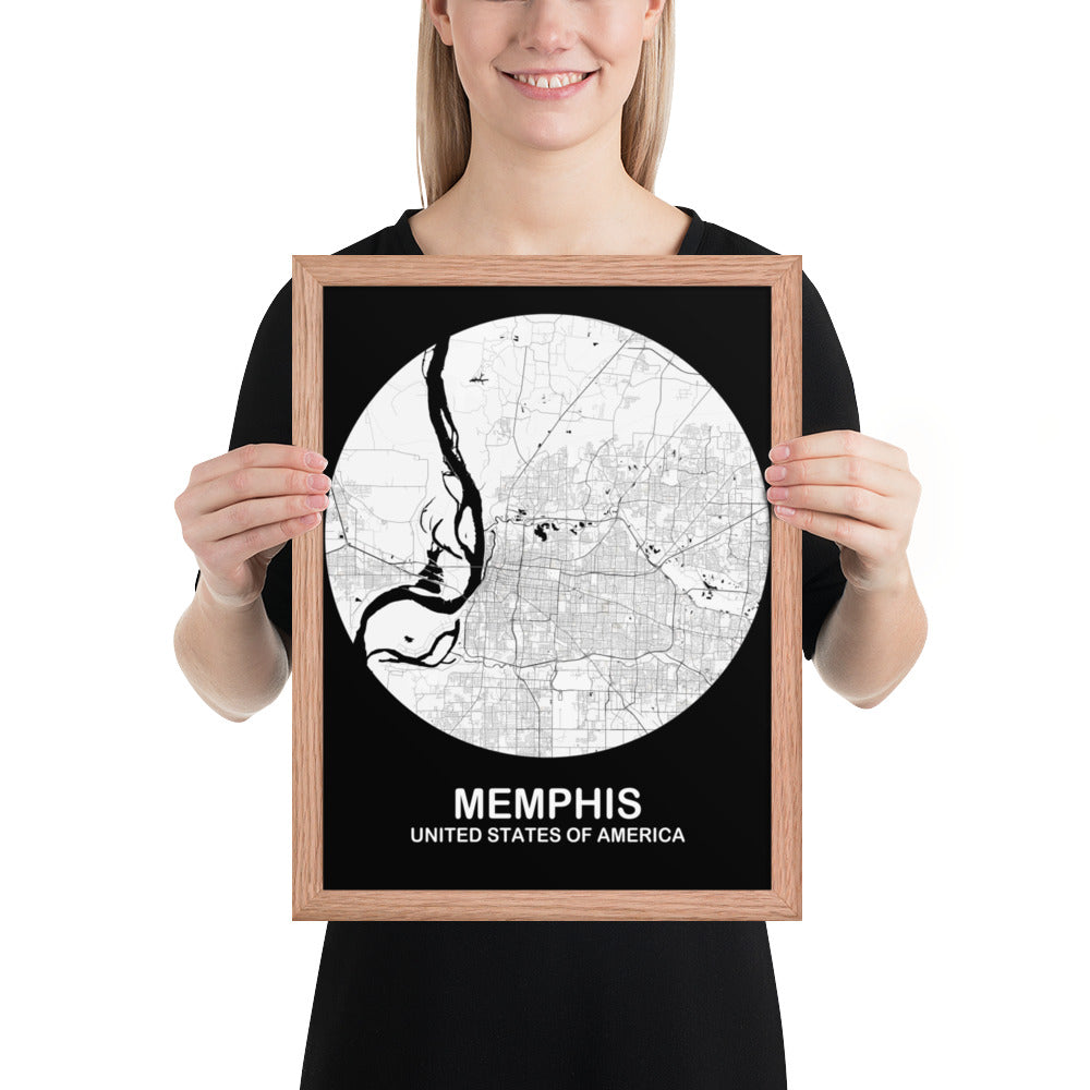 Memphis Circular White Framed Map