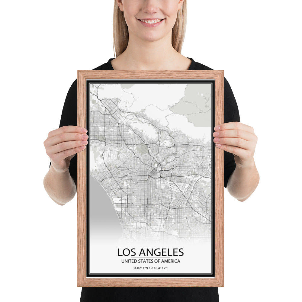 Los Angeles White Framed Map