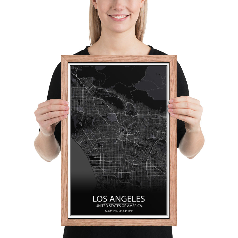 Los Angeles Black Framed Map