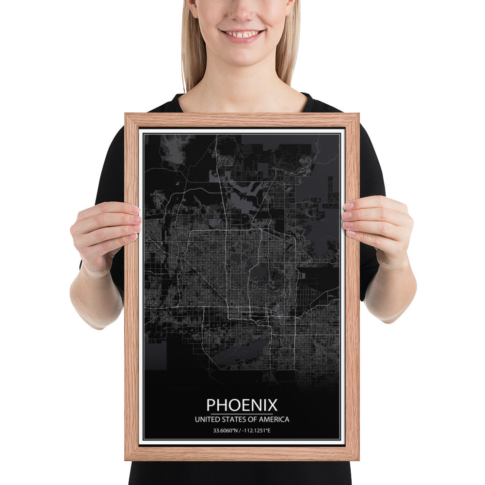 Phoenix Black Framed Map