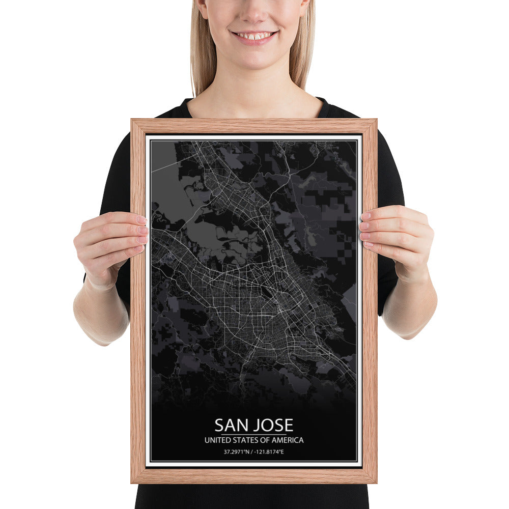 San Jose Black Framed Map