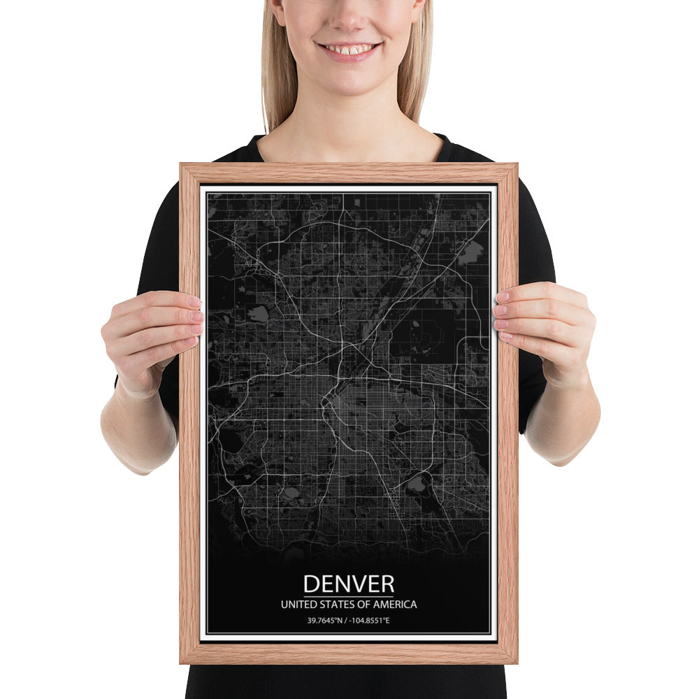 Denver Black Framed Map