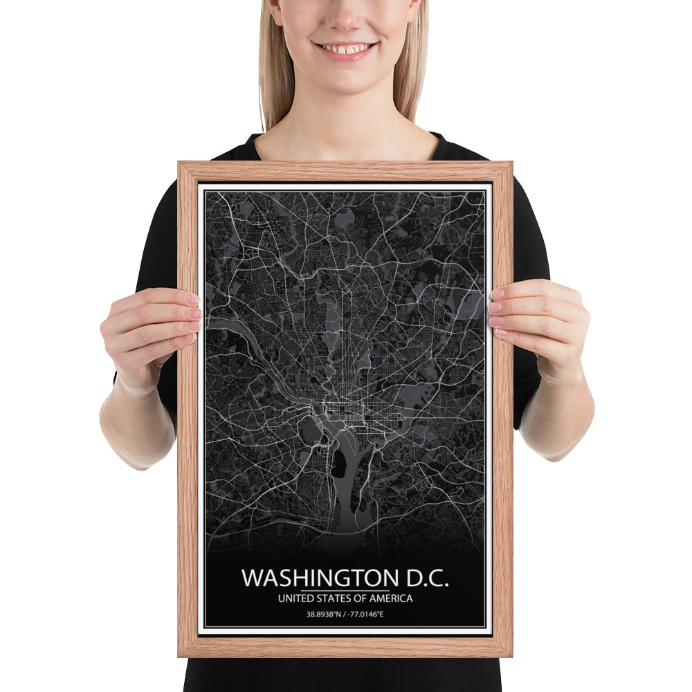 Washington, D.C. Black Framed Map