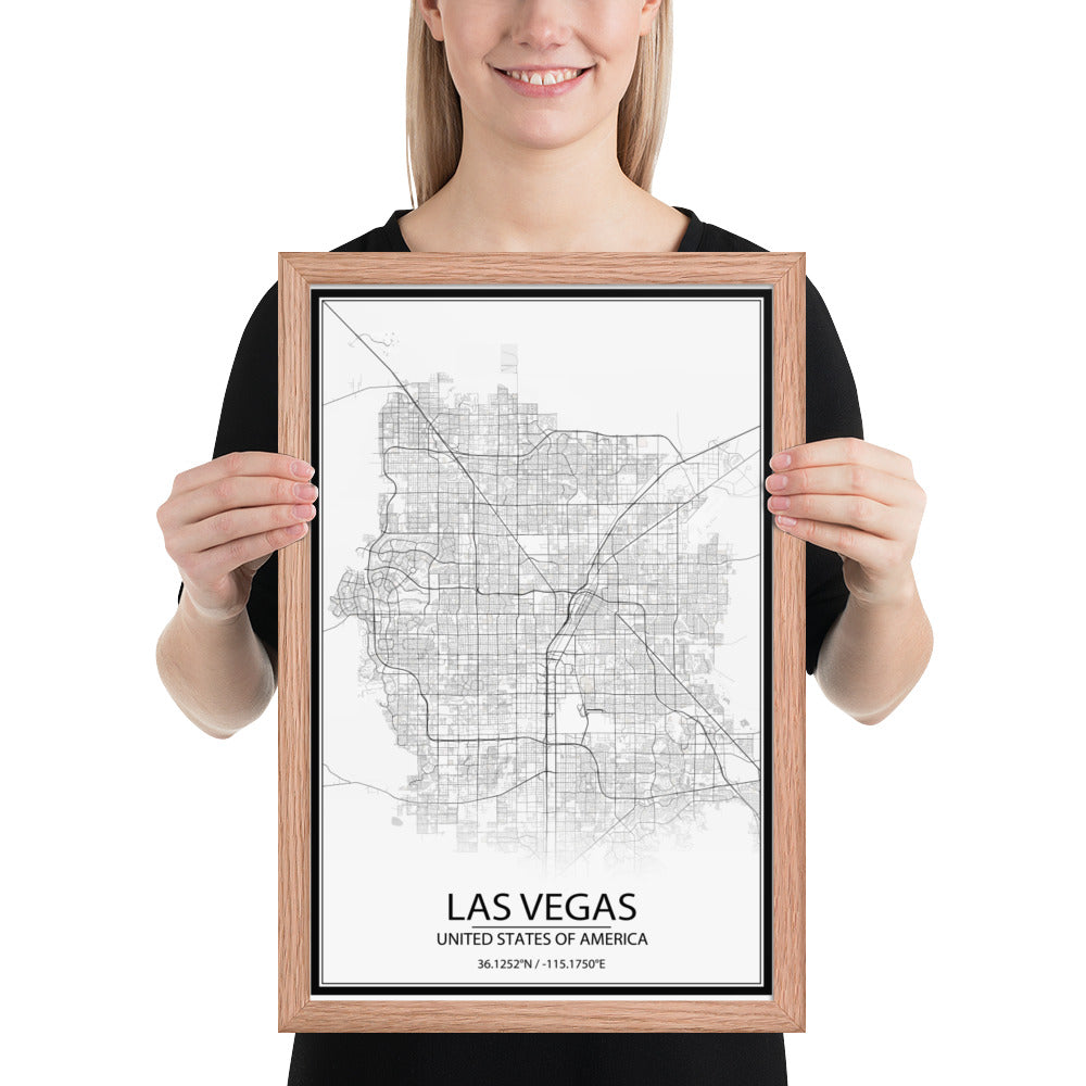 Las Vegas White Framed Map