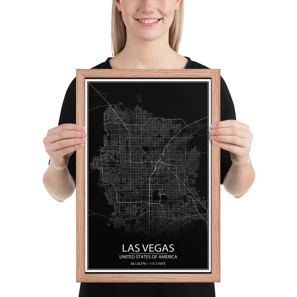 Las Vegas Black Framed Map