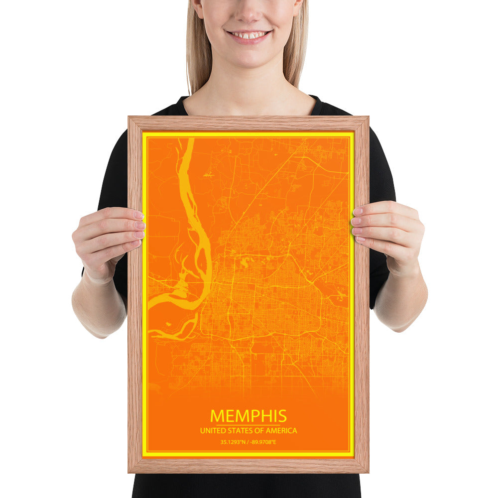 Memphis Orange and Yellow Framed Map