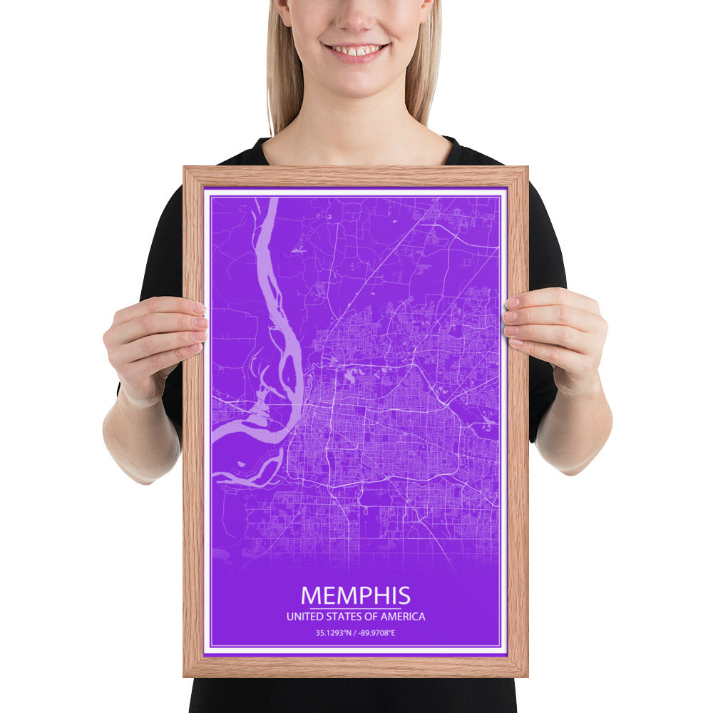 Memphis Purple and White Framed Map