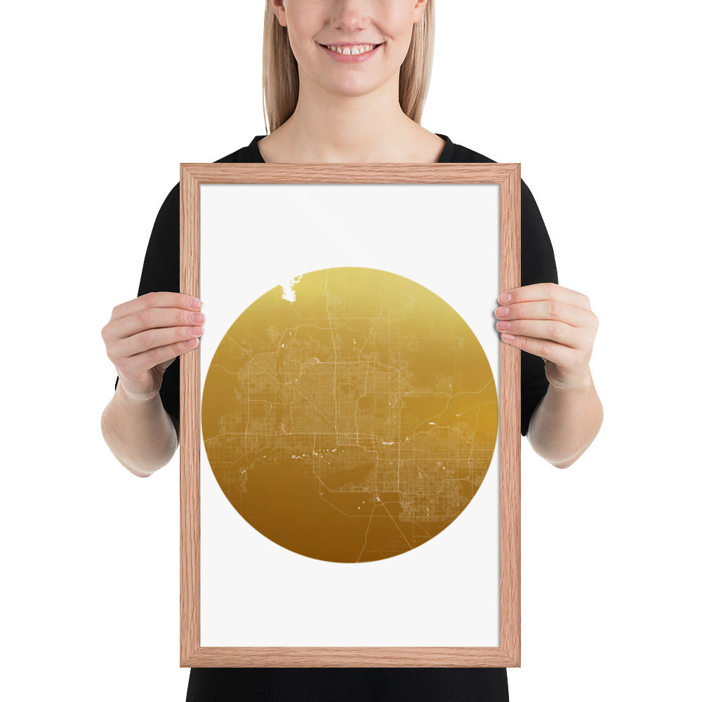 Phoenix Gold on White Framed Map