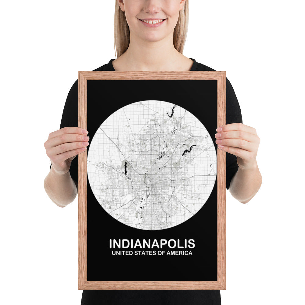 Indianapolis Circular White Framed Map