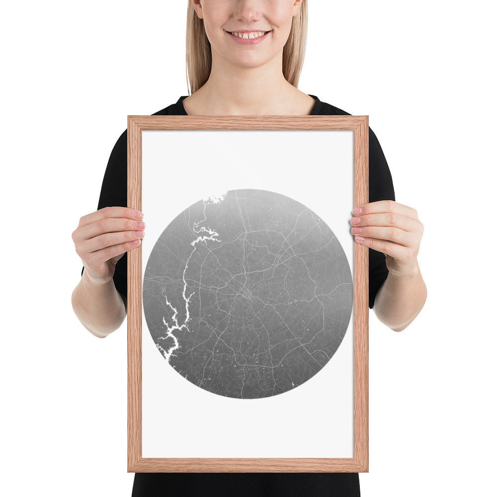 Charlotte Silver on White Framed Map