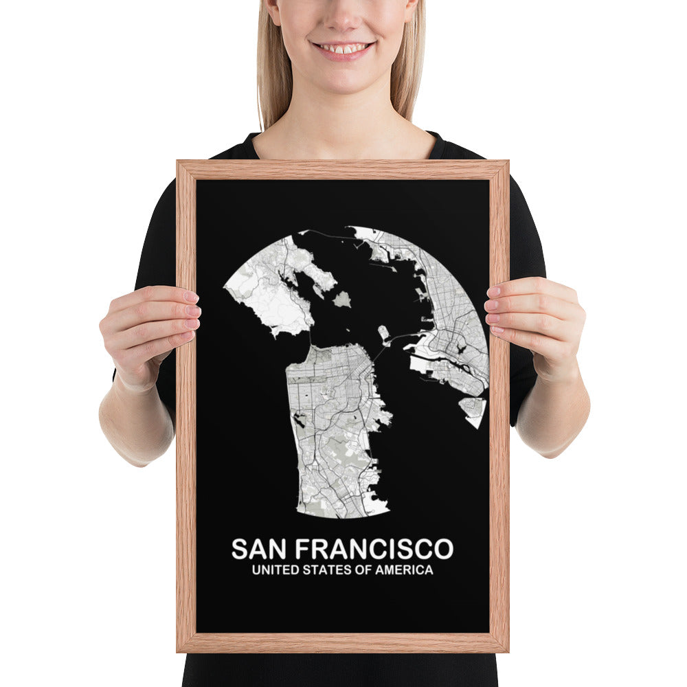 San Francisco Circular White Framed Map