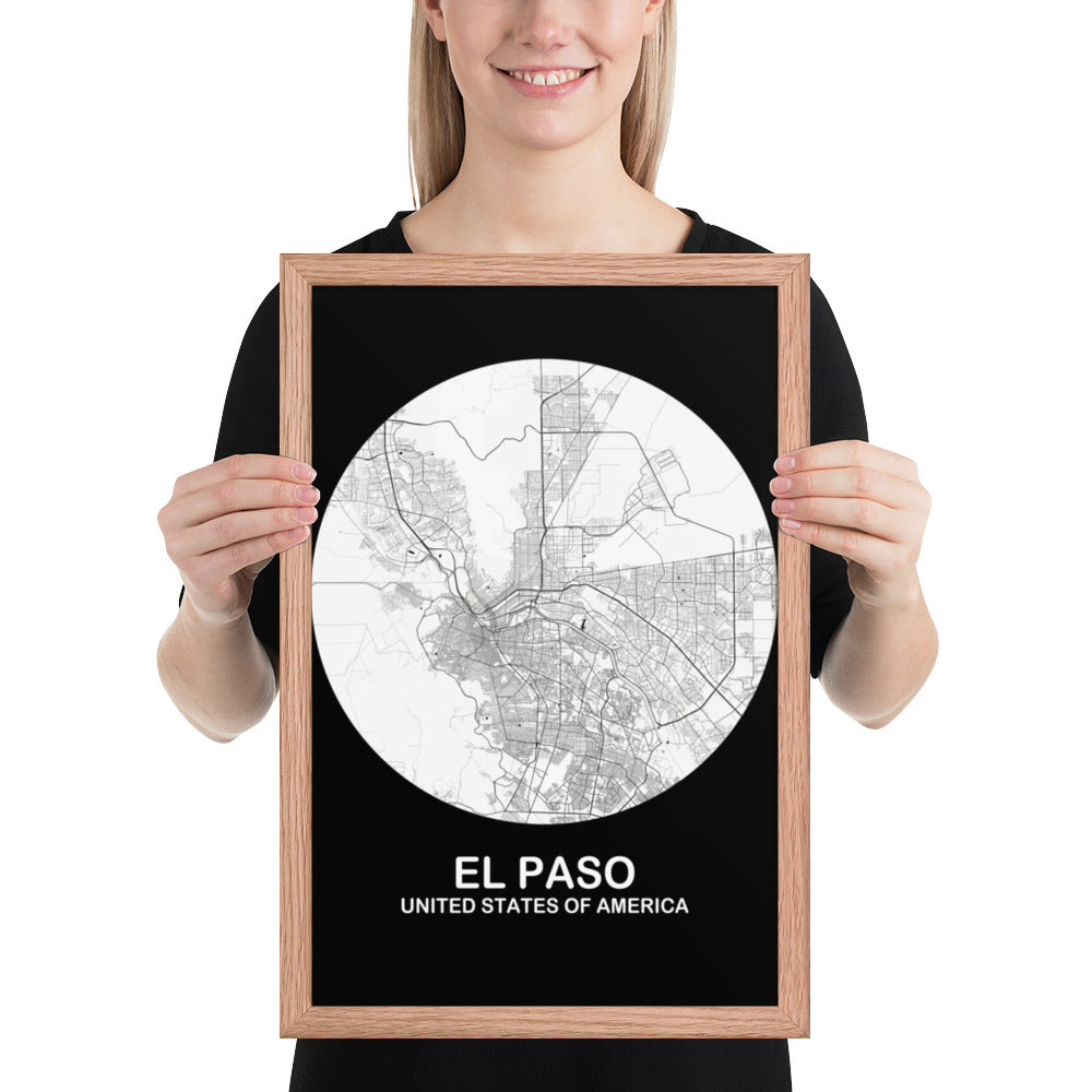 El Paso Circular White Framed Map