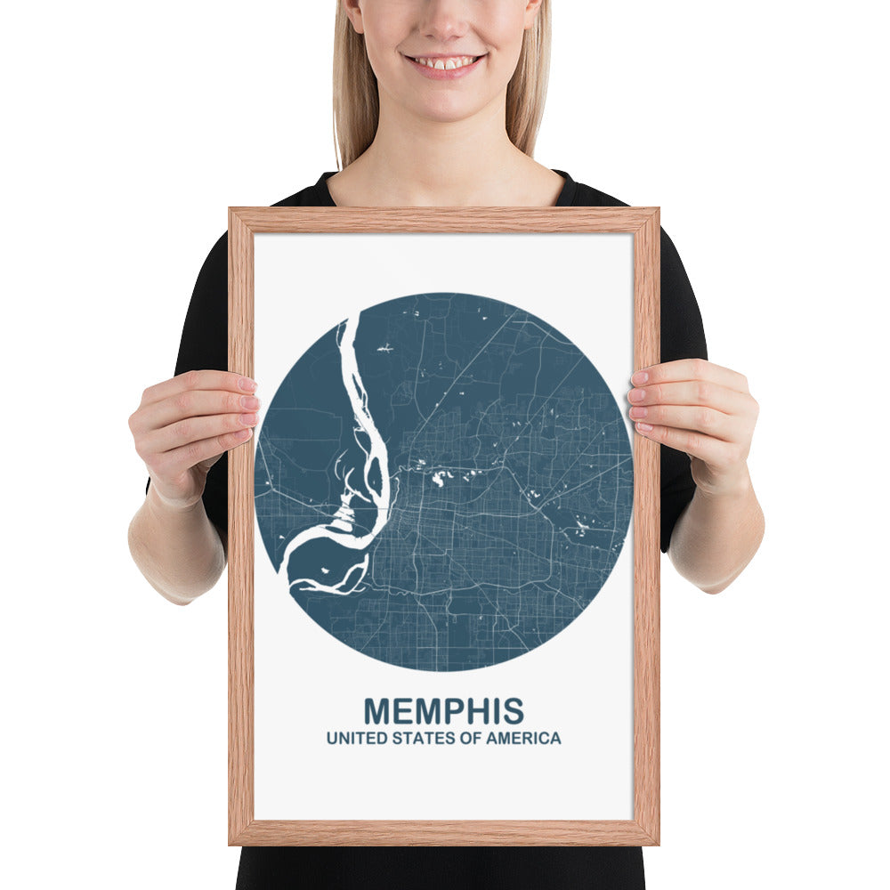 Memphis Circular Blue Framed Map