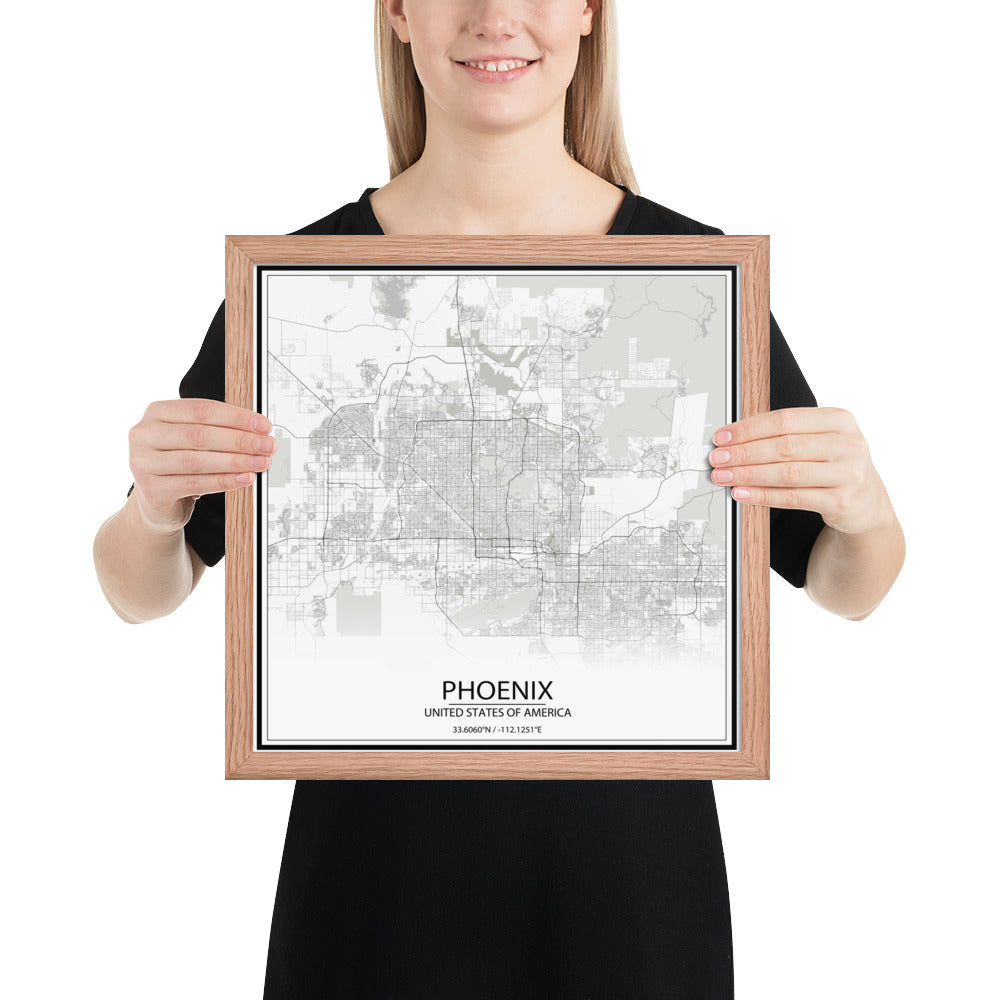 Phoenix White Framed Map