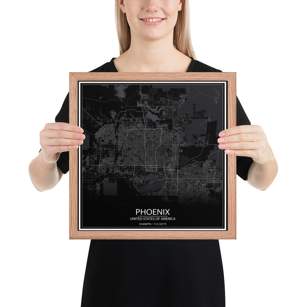 Phoenix Black Framed Map