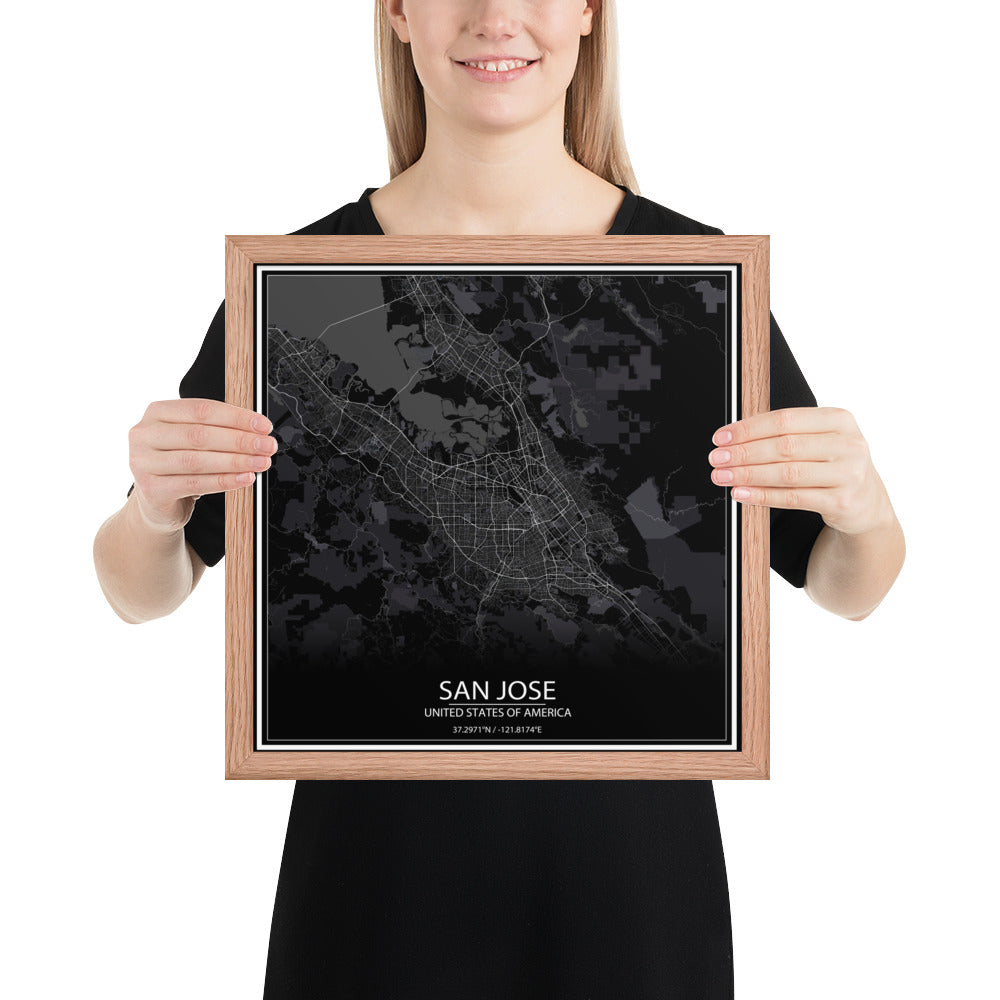 San Jose Black Framed Map