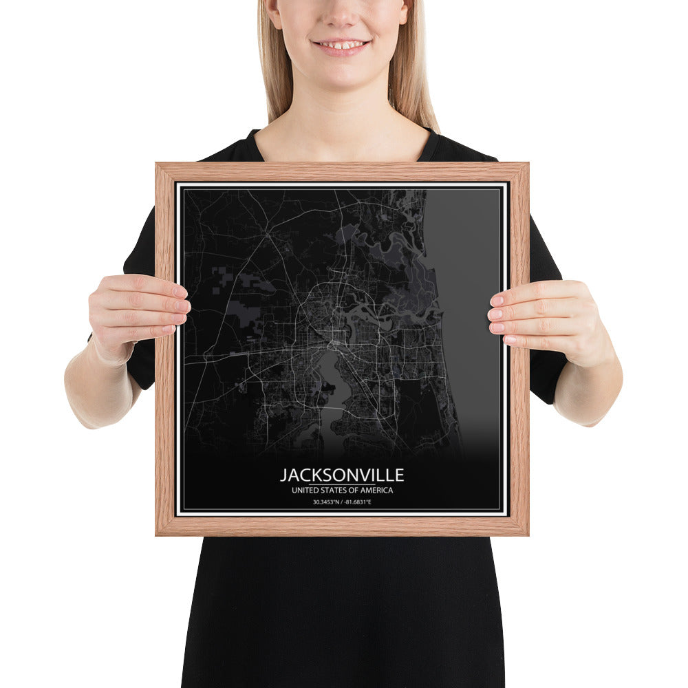 Jacksonville Black Framed Map