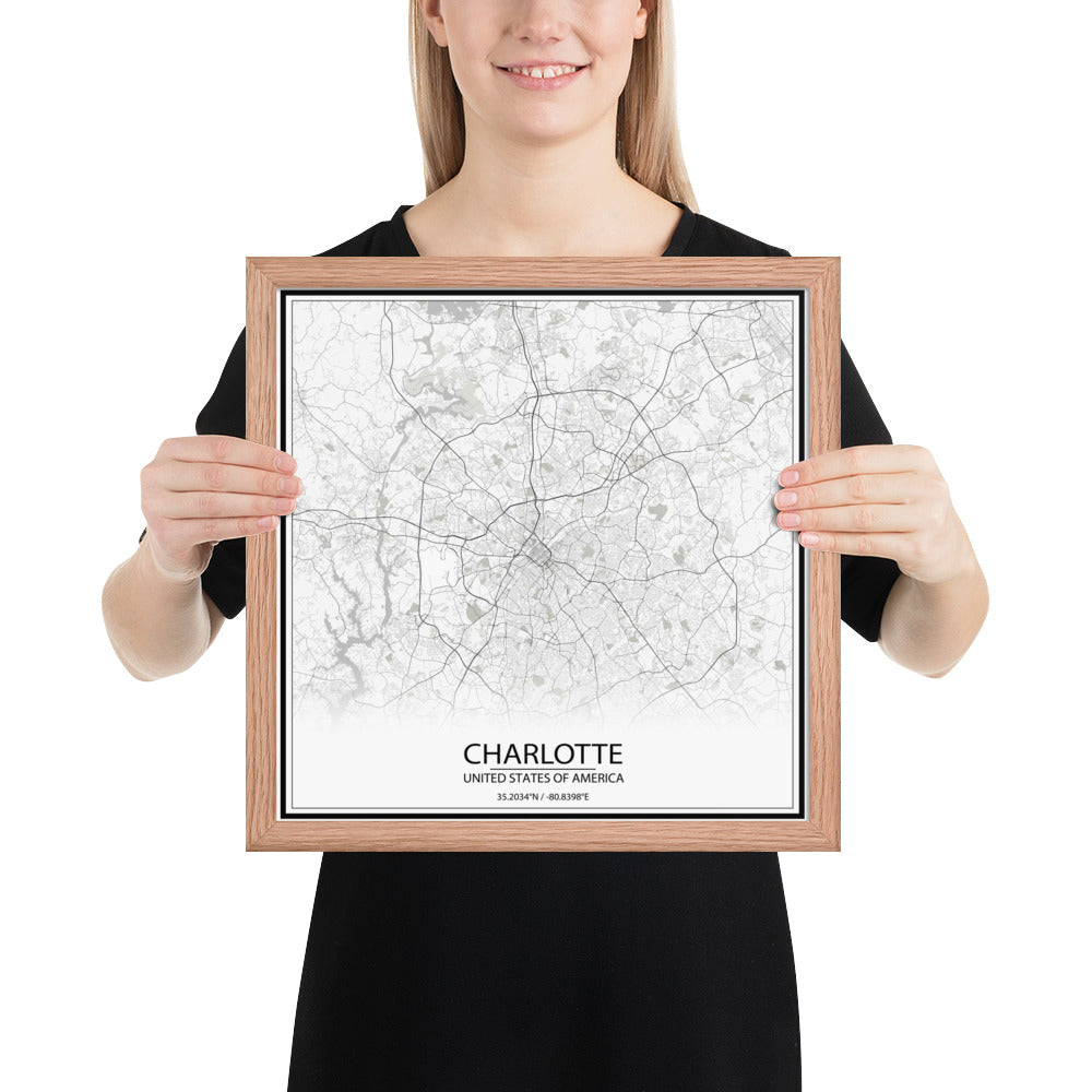 Charlotte White Framed Map