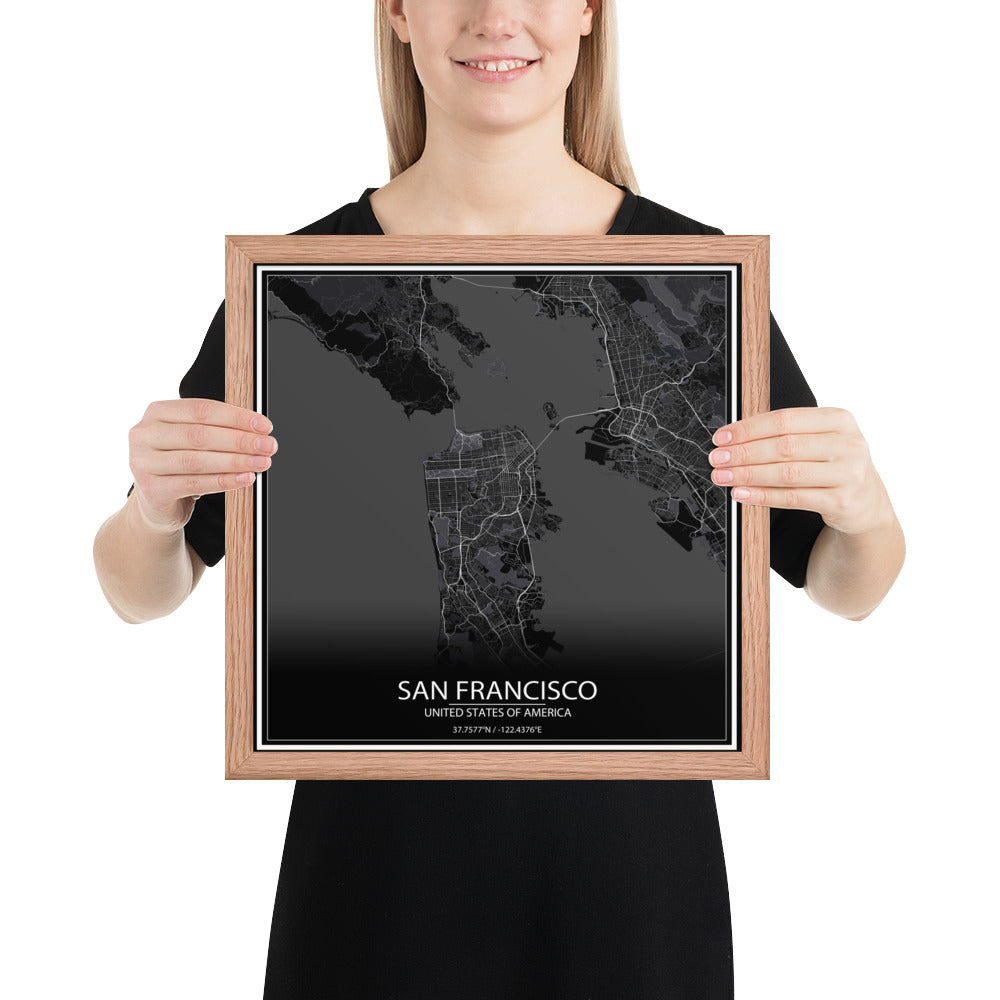 San Francisco Black Framed Map