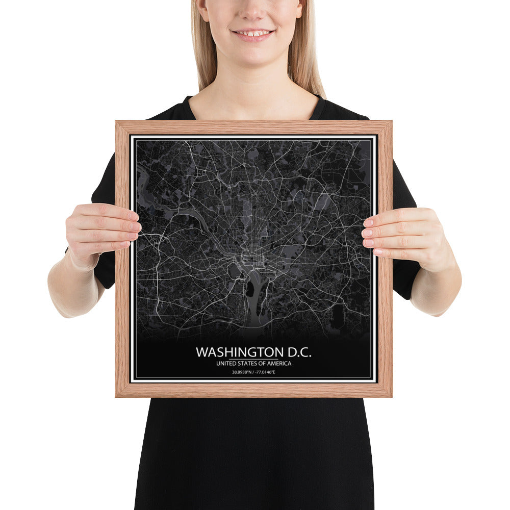 Washington, D.C. Black Framed Map