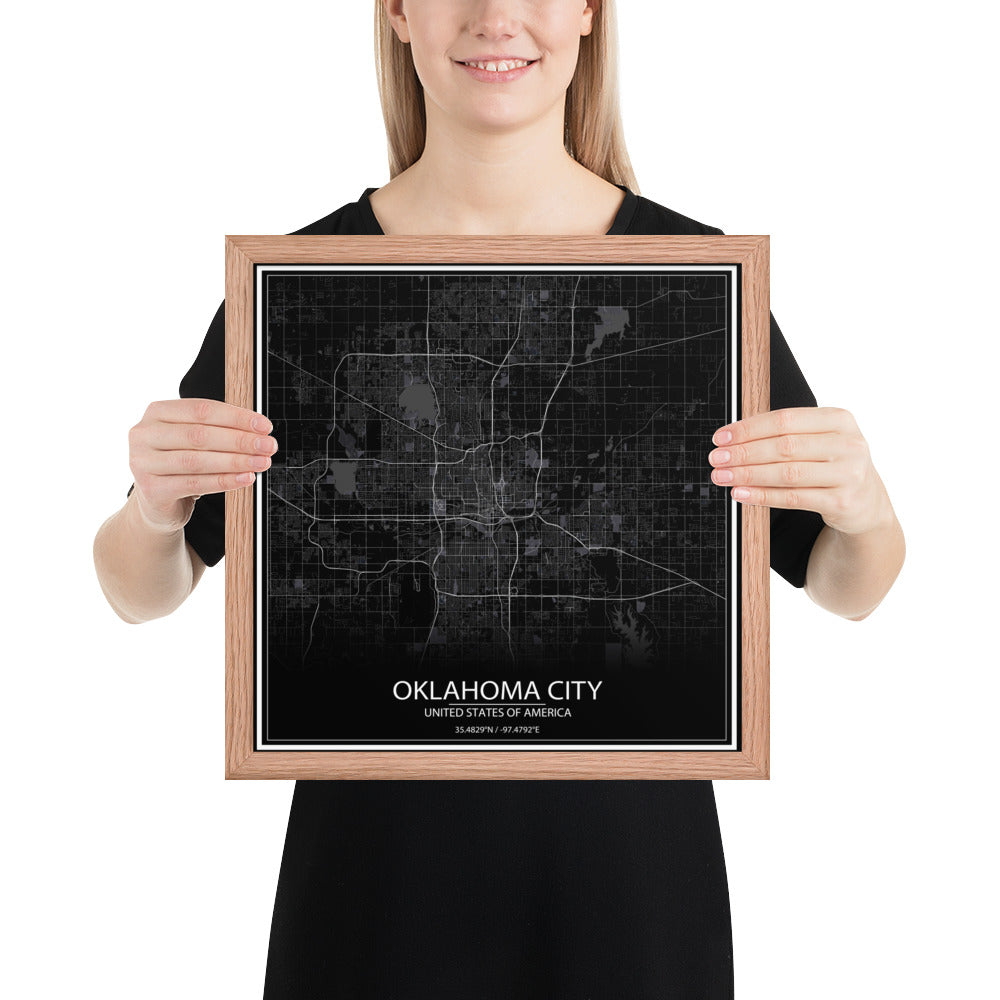 Oklahoma City Black Framed Map