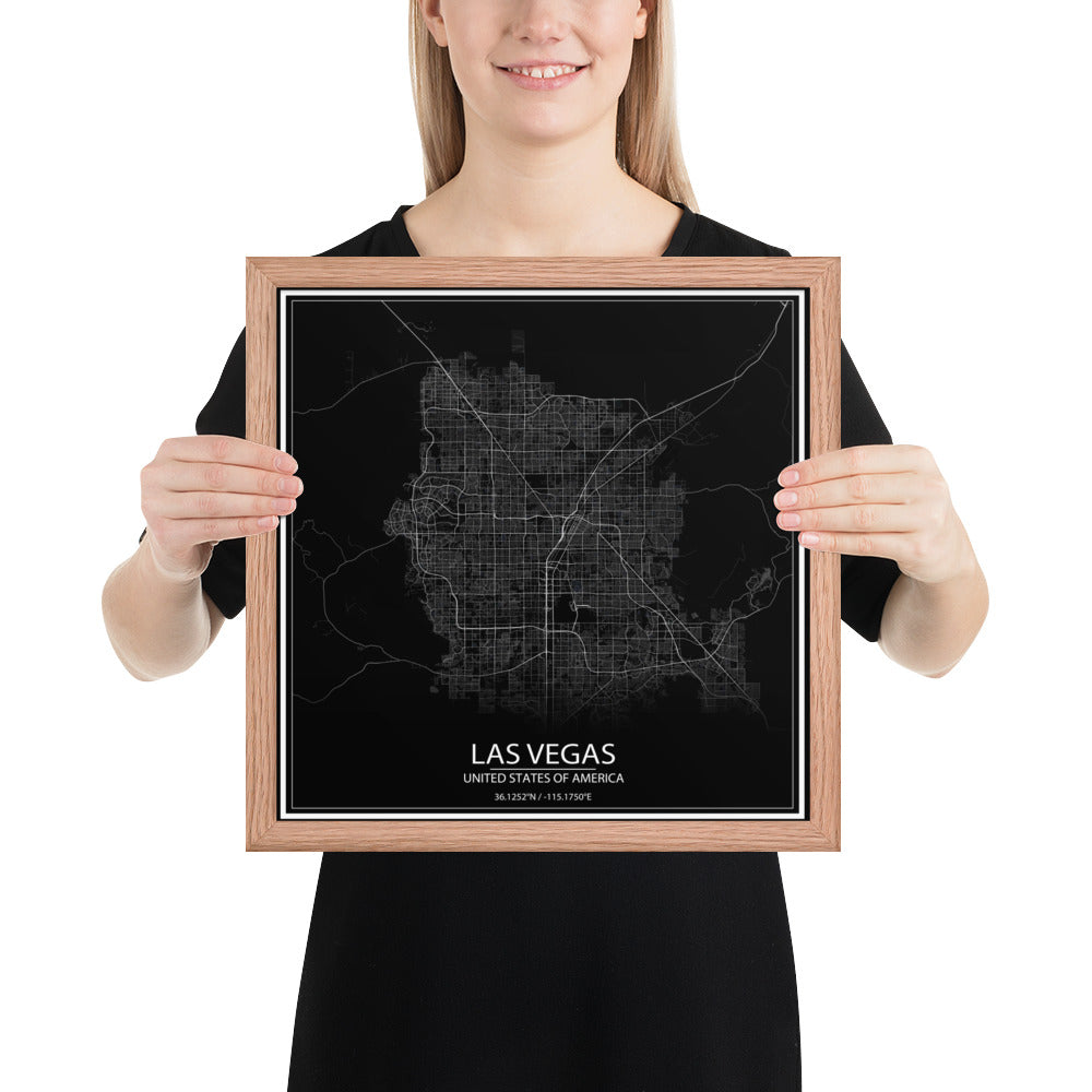 Las Vegas Black Framed Map