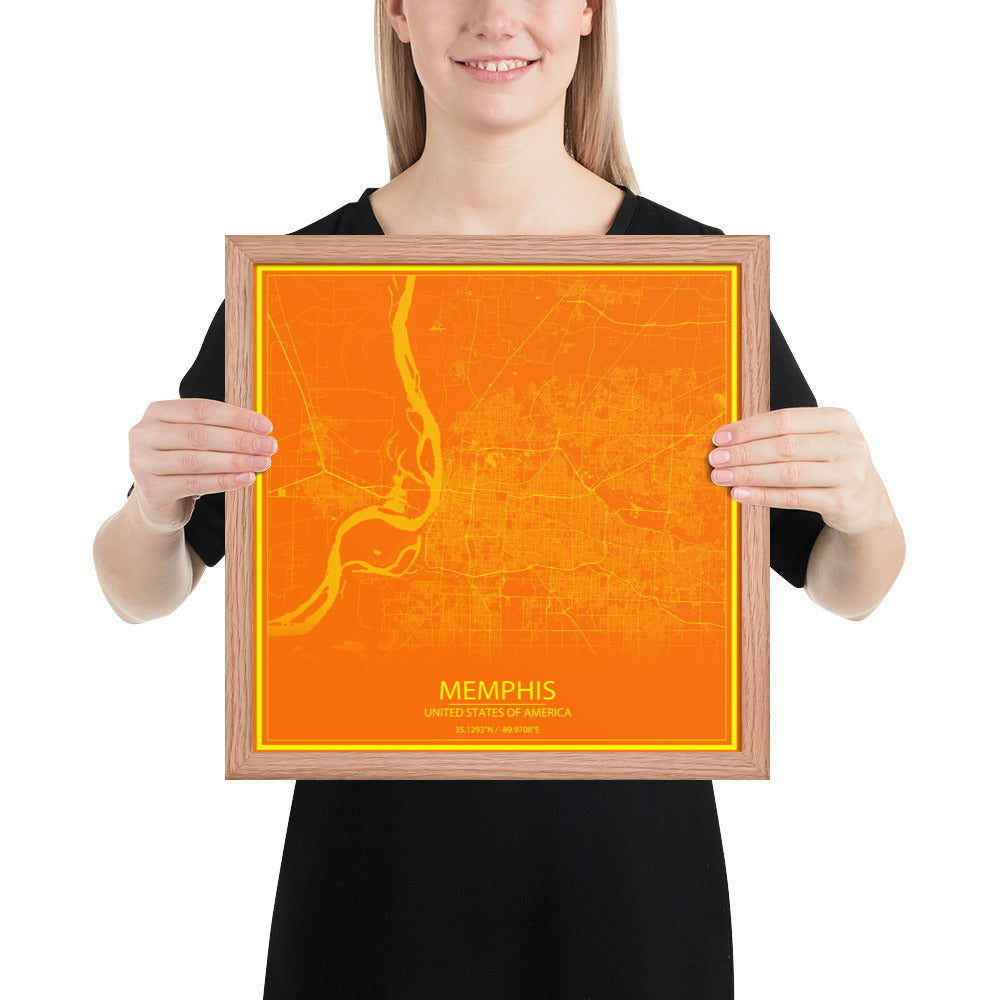 Memphis Orange and Yellow Framed Map