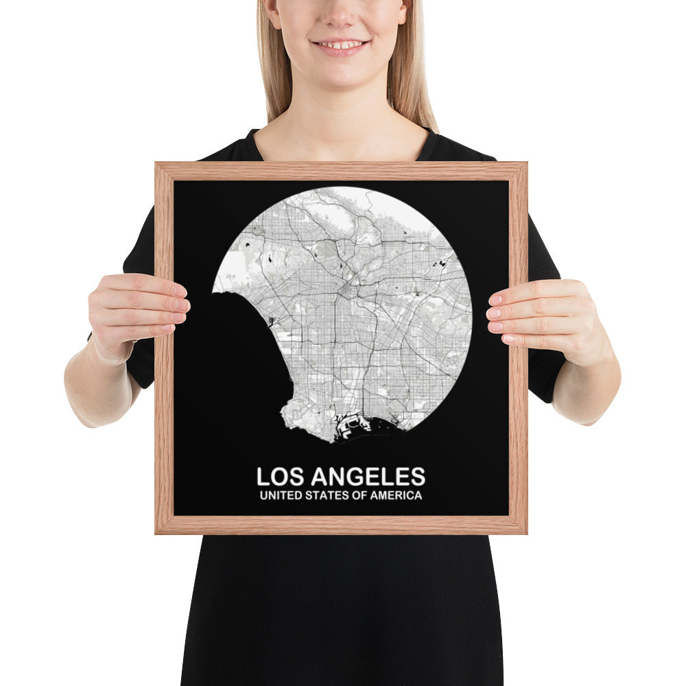 Los Angeles Circular White Framed Map