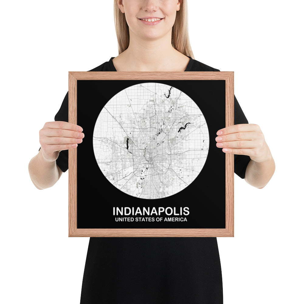 Indianapolis Circular White Framed Map