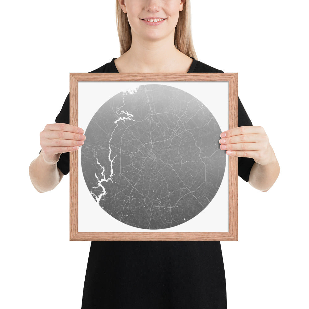 Charlotte Silver on White Framed Map