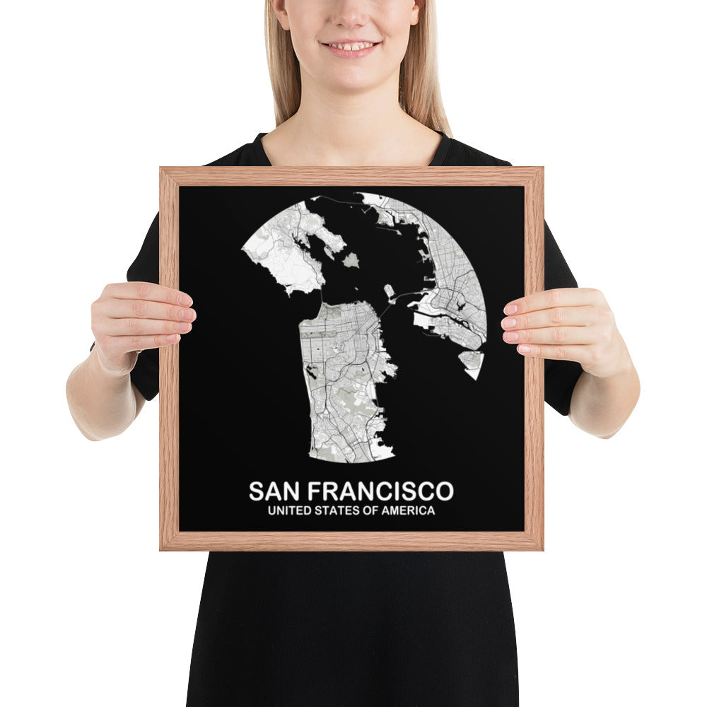 San Francisco Circular White Framed Map