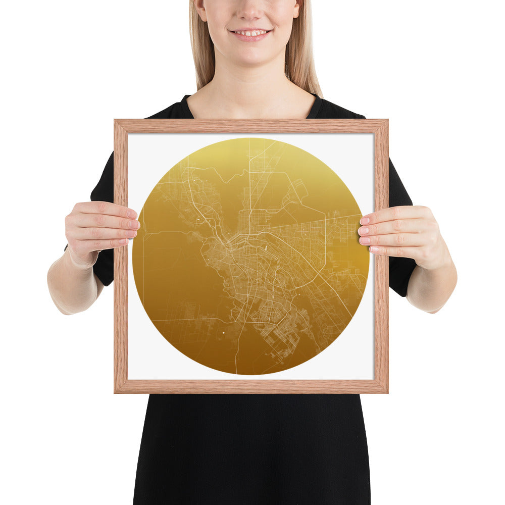 El Paso Gold on White Framed Map