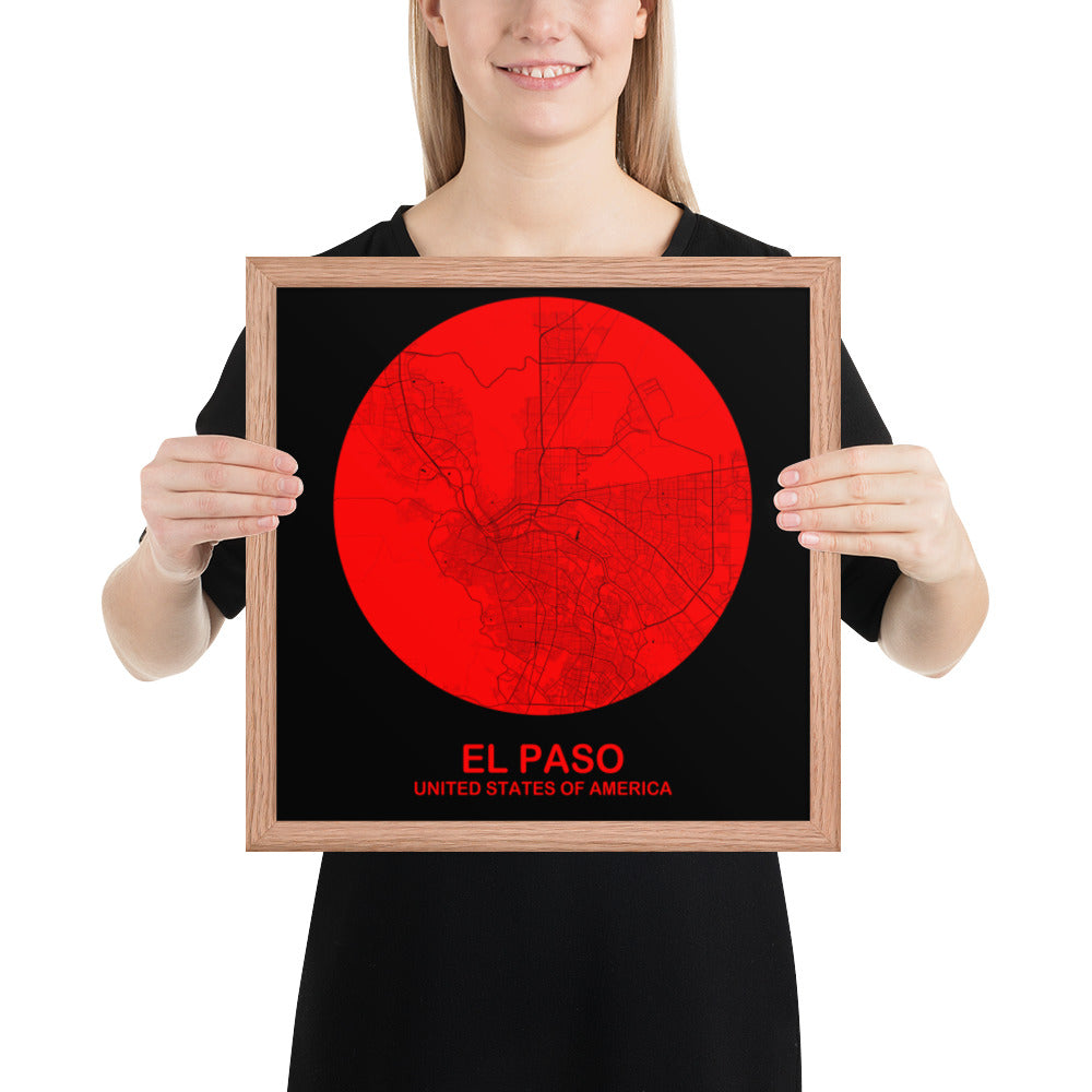 El Paso Circular Red Framed Map