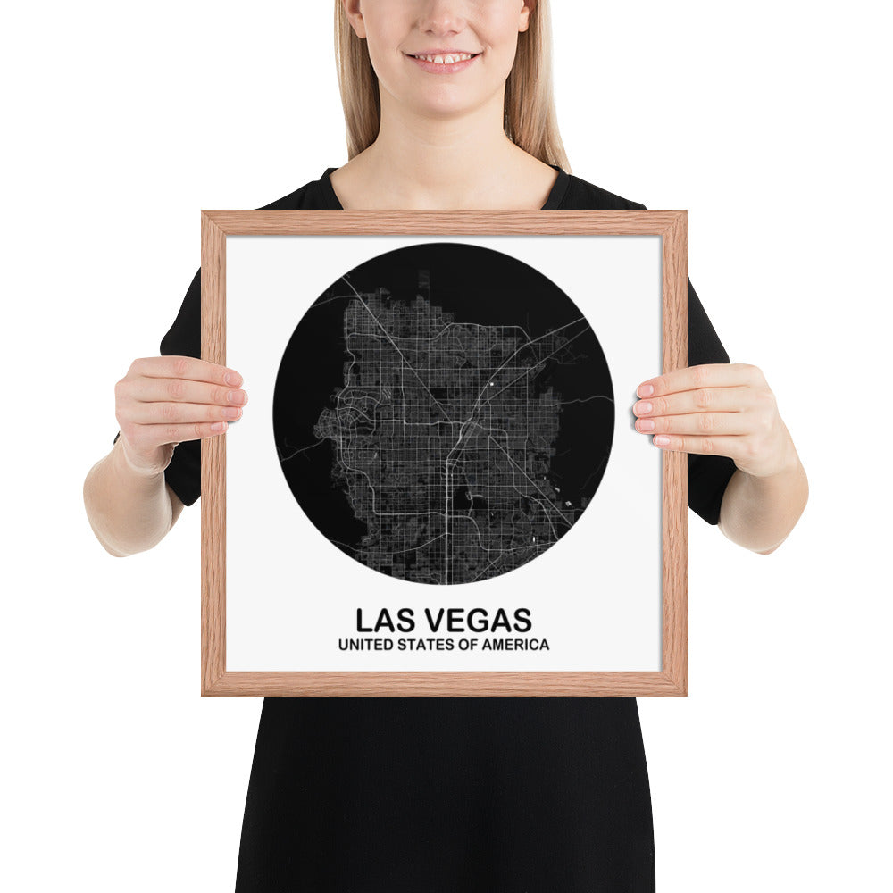 Las Vegas Circular Black Framed Map