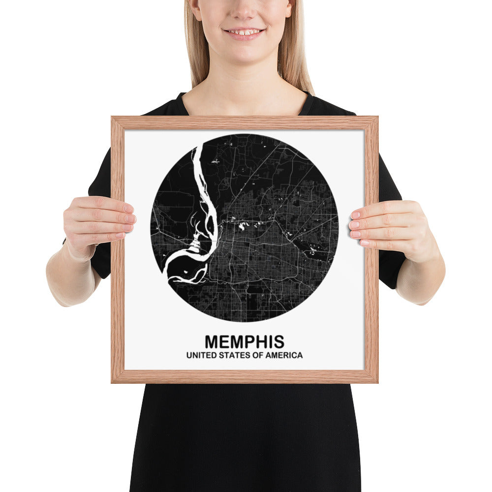 Memphis Circular Black Framed Map