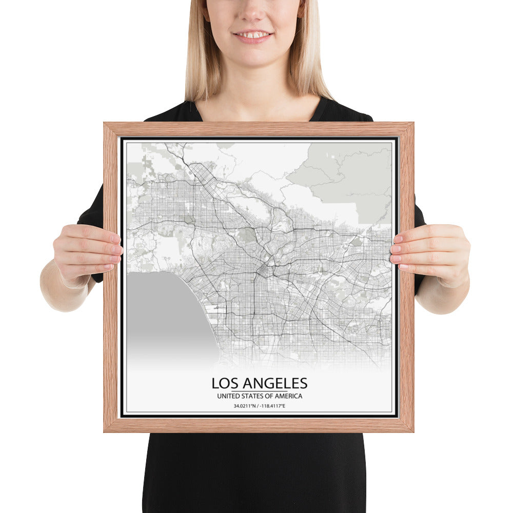 Los Angeles White Framed Map