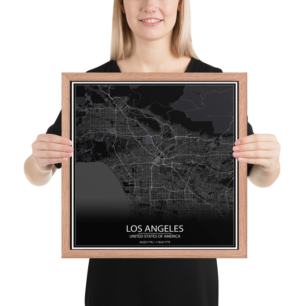 Los Angeles Black Framed Map