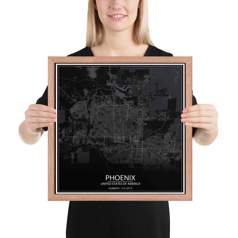 Phoenix Black Framed Map