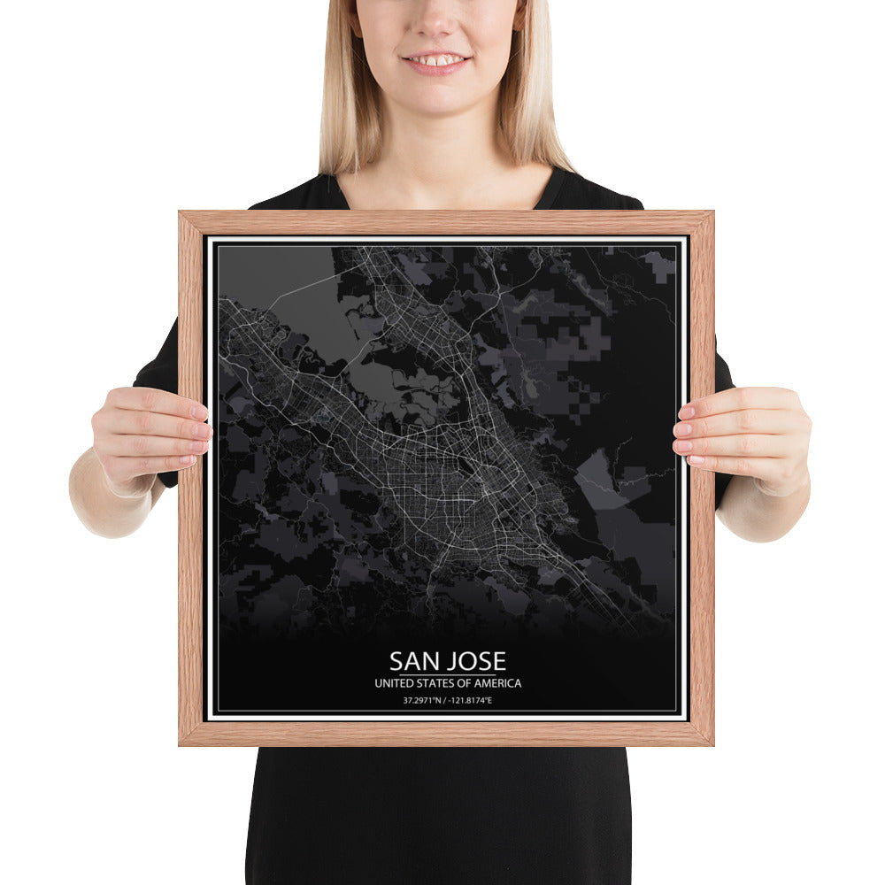 San Jose Black Framed Map