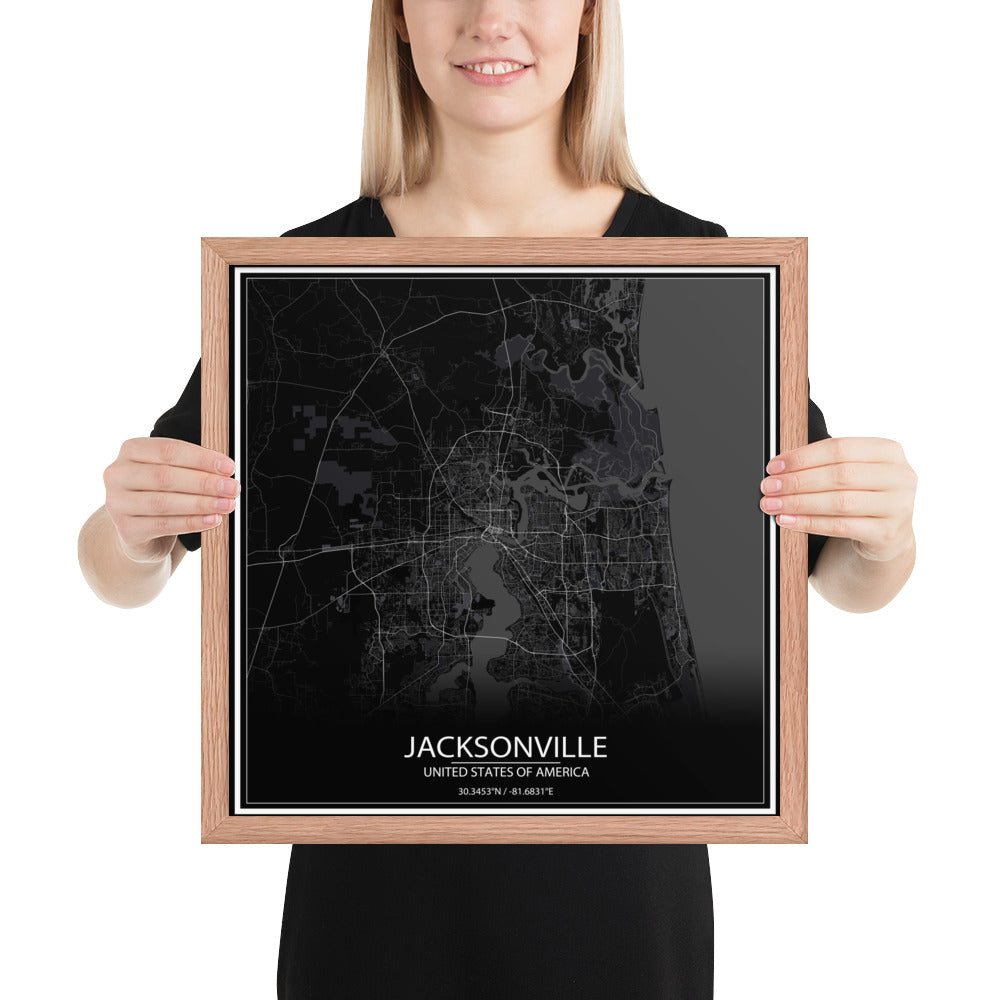 Jacksonville Black Framed Map