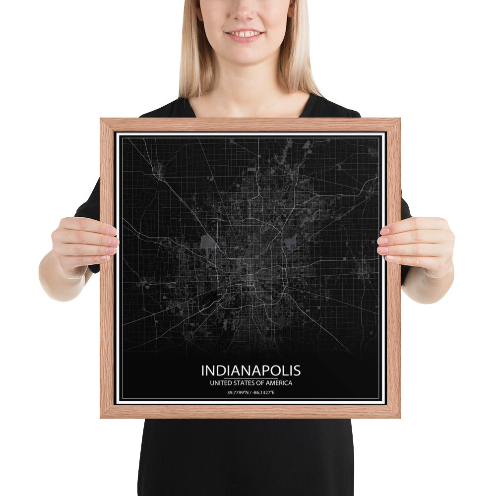 Indianapolis Black Framed Map