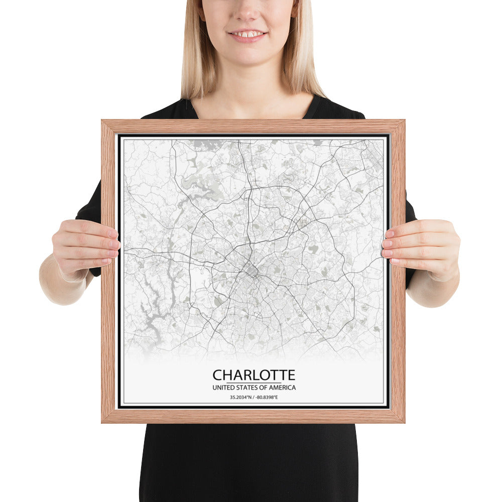 Charlotte White Framed Map