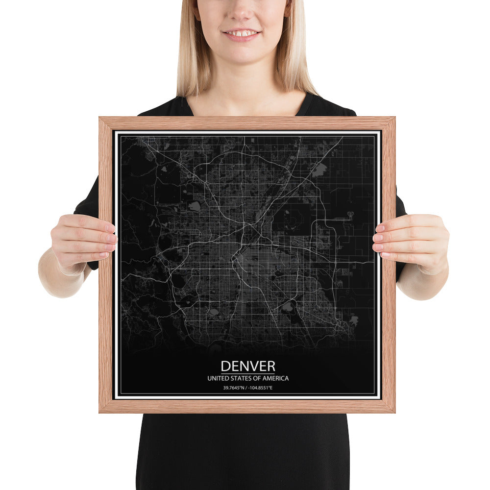 Denver Black Framed Map