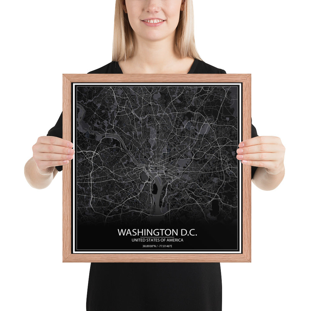 Washington, D.C. Black Framed Map