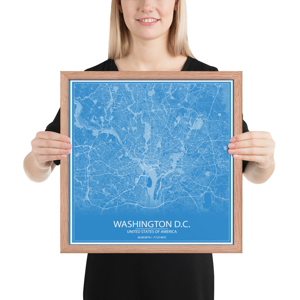 Washington, D.C. Blue and White Framed Map