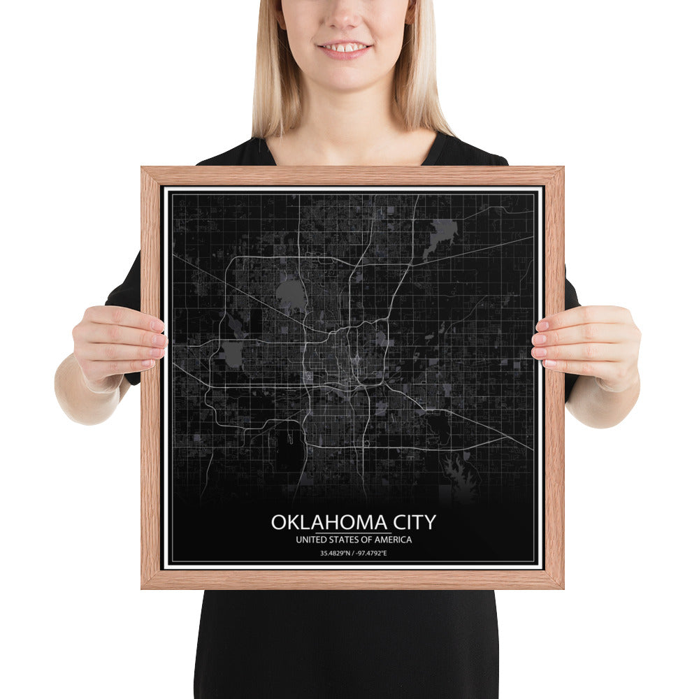 Oklahoma City Black Framed Map