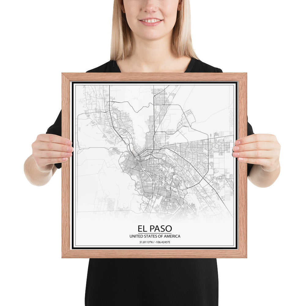 El Paso White Framed Map