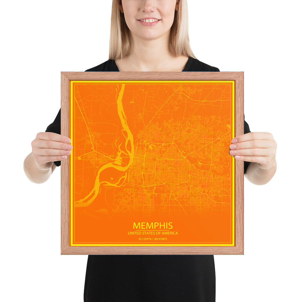 Memphis Orange and Yellow Framed Map