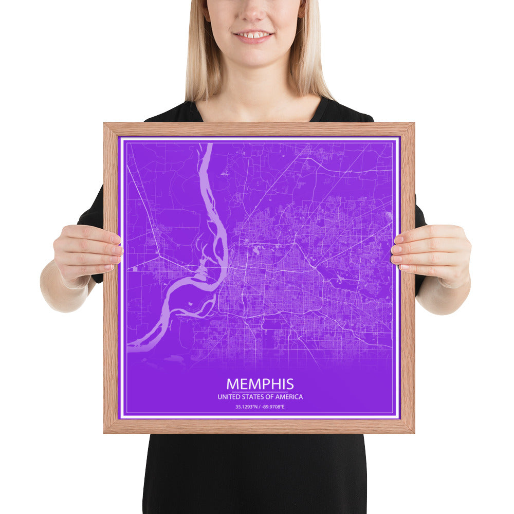 Memphis Purple and White Framed Map